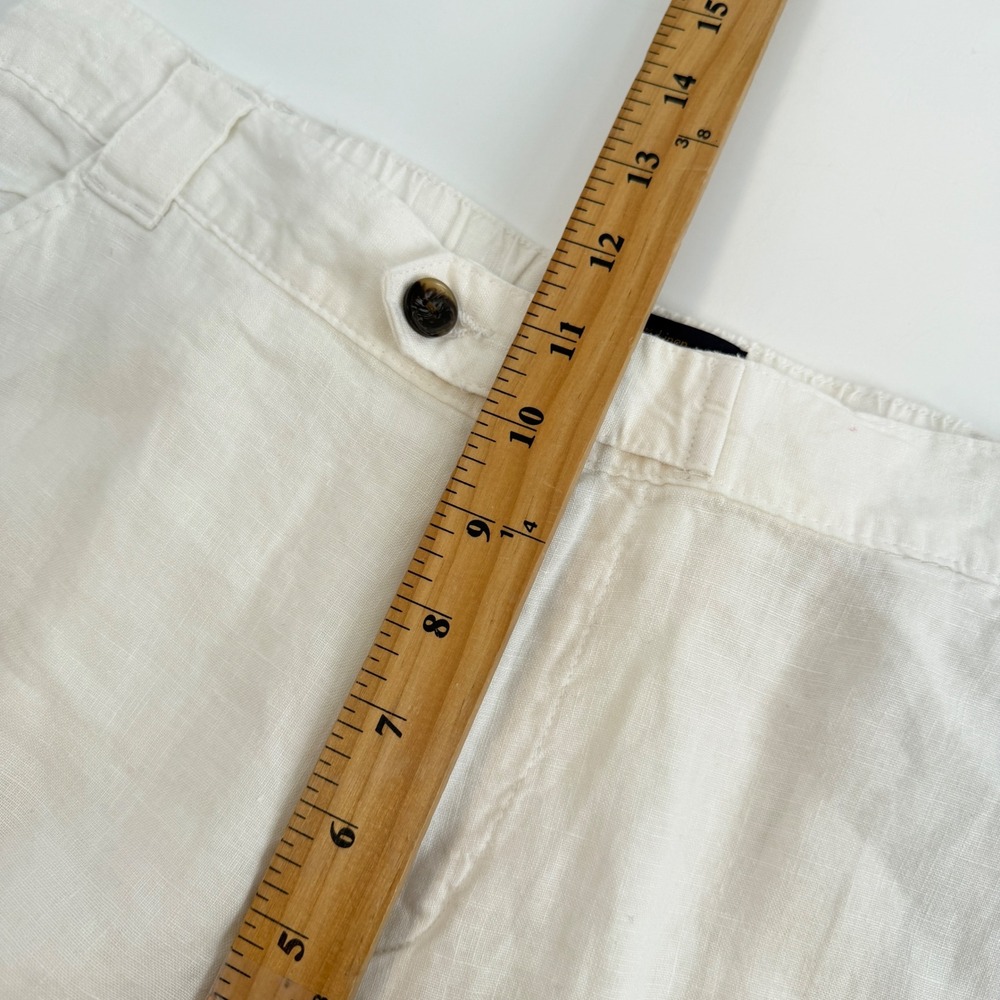 RACHEL Rachel Roy‎ Womens 100% Linen Cargo Pants Cream White Cropped Size L - Picture 4 of 11